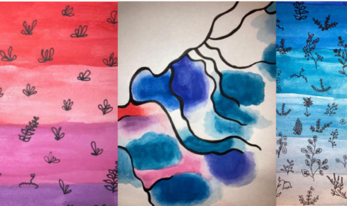 A collage of artwork by a student